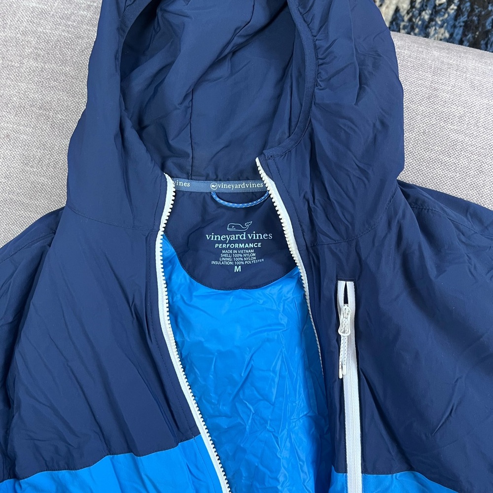 Men's Blue Colorblock Jacket, packable - Picture 2 of 2